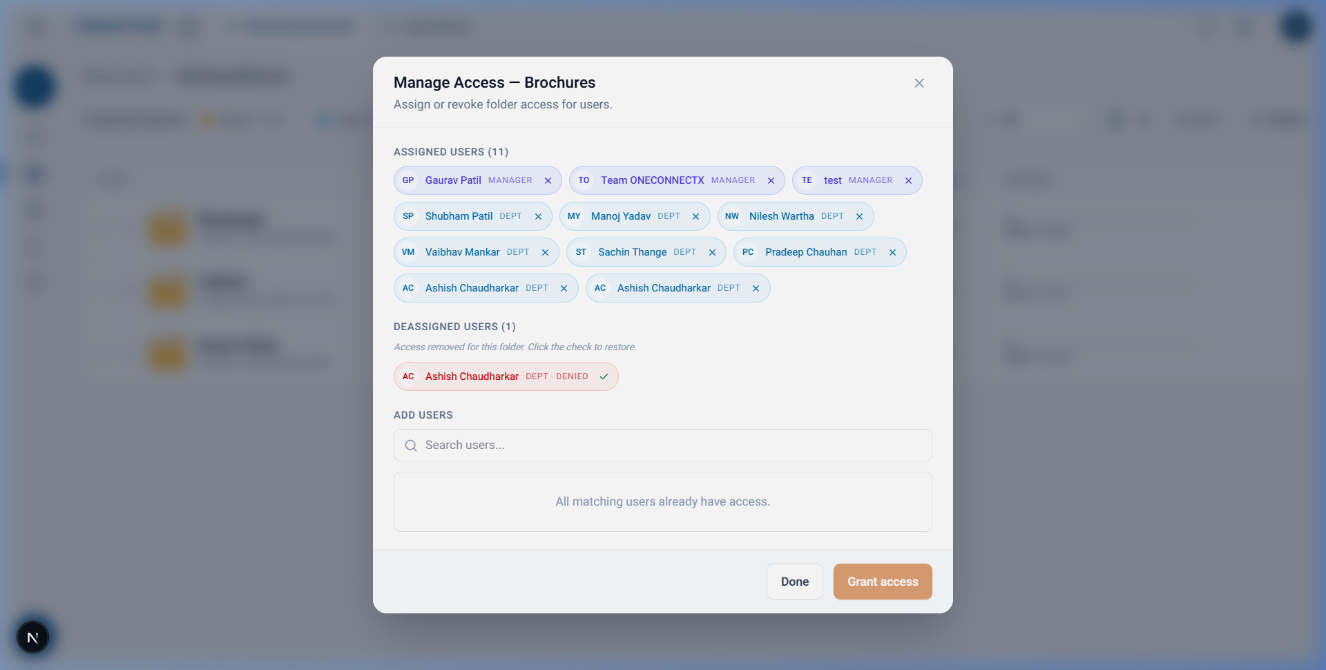 Assigning allow and deny access to individual users on a file